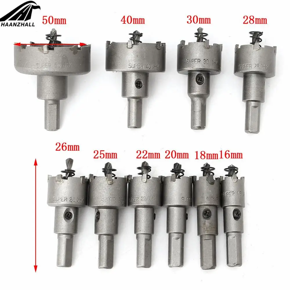 

10pcs/ set Carbide Tip HSS Drills Bit Hole Saw Set Stainless Steel Metal Alloy 16/18/20/22/25/26/28/30/40/50mm Metalworking