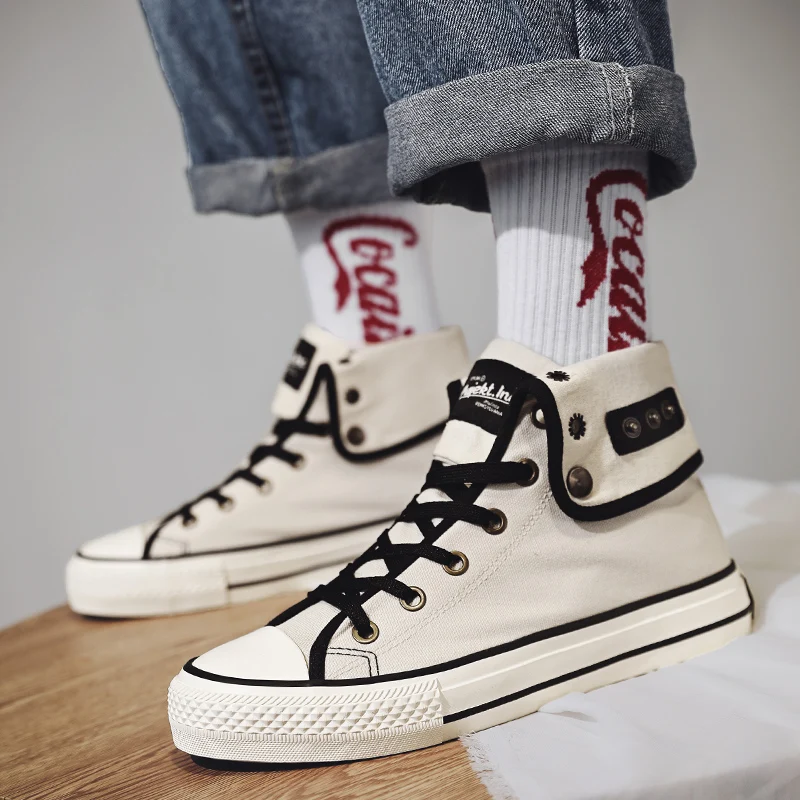 Холщовые кроссовки для мужчин и женщин высокие кеды на платформе шнуровке