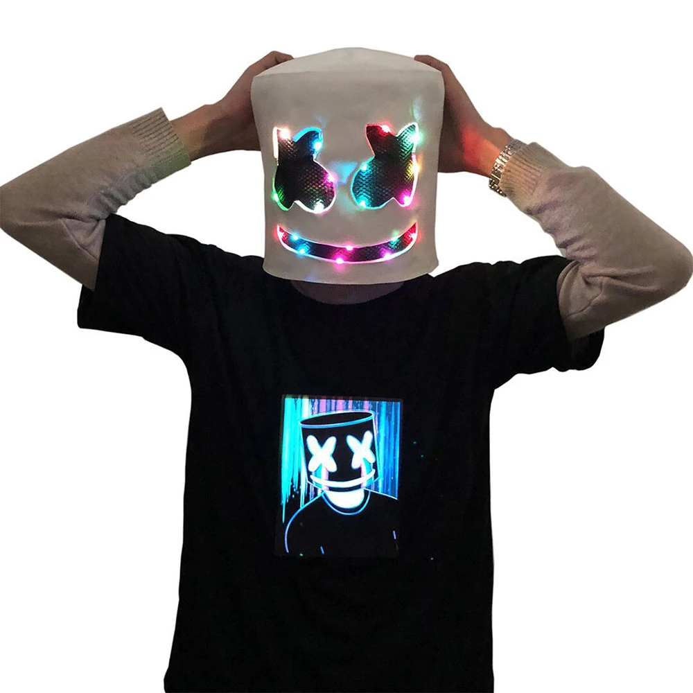 СВЕТОДИОДНЫЕ светящиеся маски Marshmallow DJ маска на шлем реквизит для косплея
