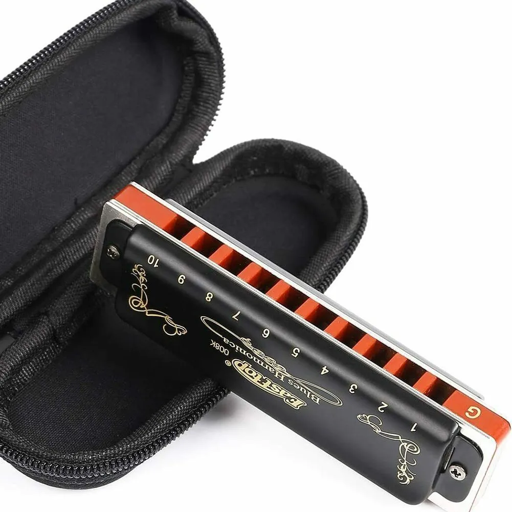 

Easttop Harmonica 10 Holes Blues Mouth Organ Musical Instruments Key Of C Black With Box Musical Instruments Black Blue T008K