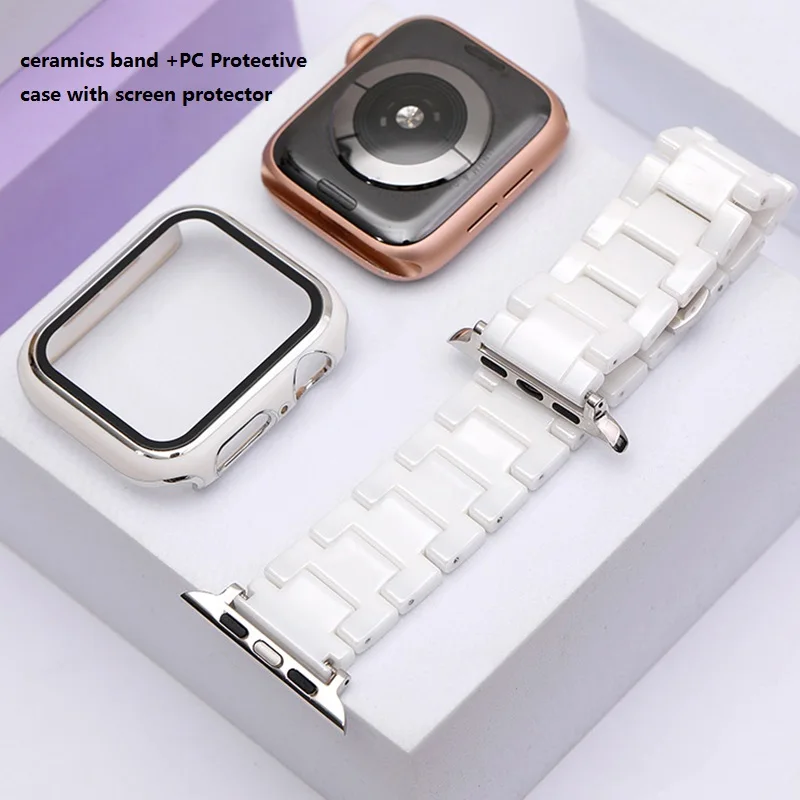 Case+Ceramics Strap For Apple Watch Ultra 8 7 Band 6 SE 49mm 45mm 41mm 44mm 40mm iWatch 5 4 Bracelet For Applewatch 3 42mm 38mm