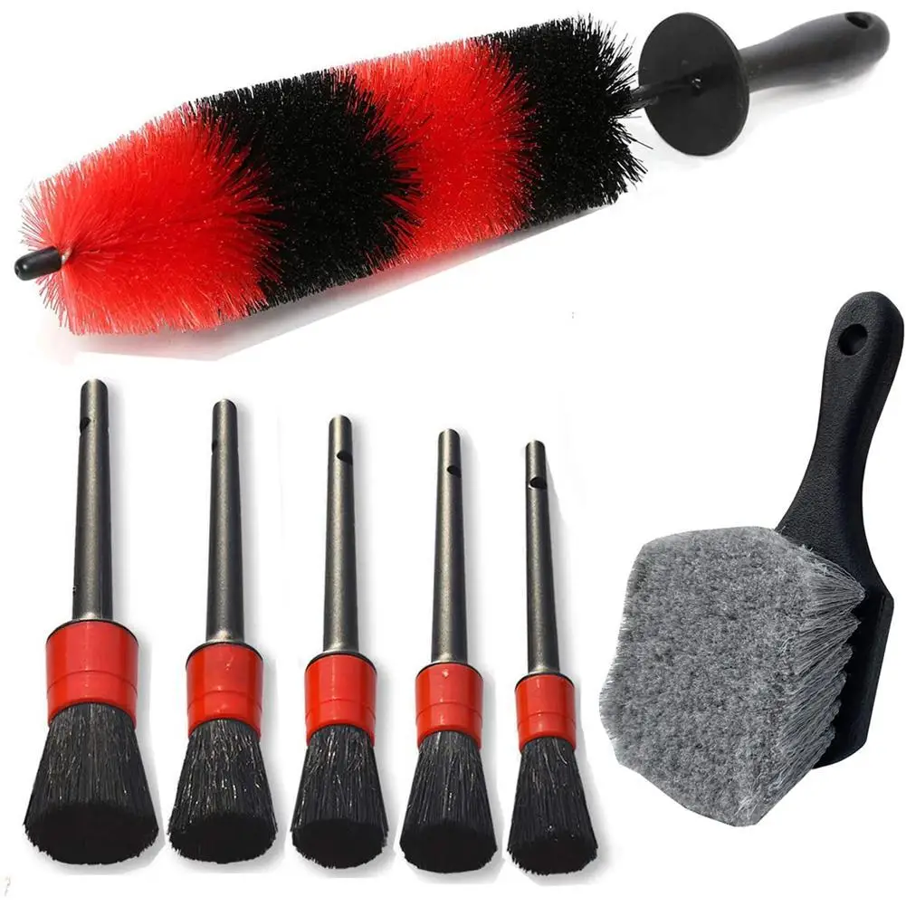 

7pcs Wheel Tire Brush Car Detailing Kit Soft Wheel Brush Car Wash Kit Automobile Tire Brush Car Washing Cleaning Accessories