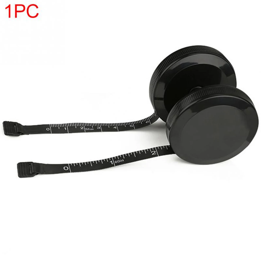 

portable 1.5m retractable ruler centimeter/inch tape measure mini ruler Button Click Black Dual Side Great for travel camping