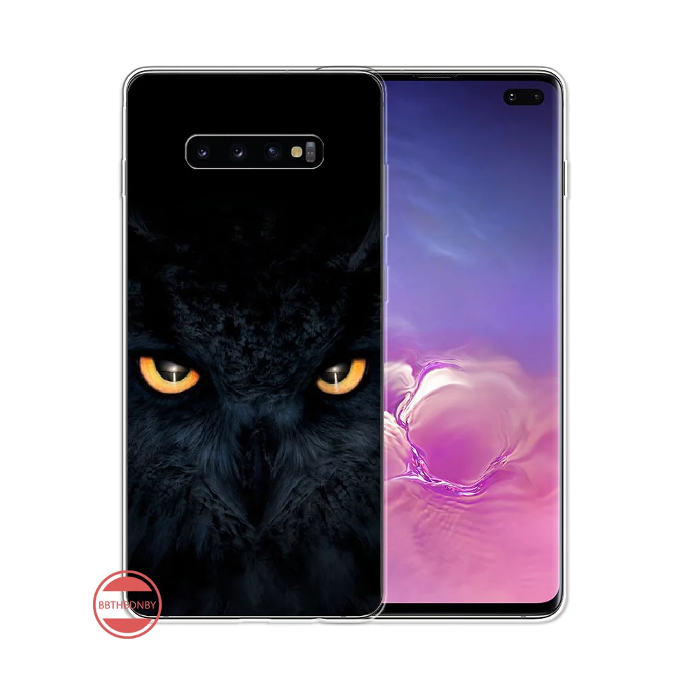 Сова ТПУ черный чехол для телефона Корпус Samsung Galaxy S5 S6 S7 S8 S9 S10 S10e S20 edge plus lite |