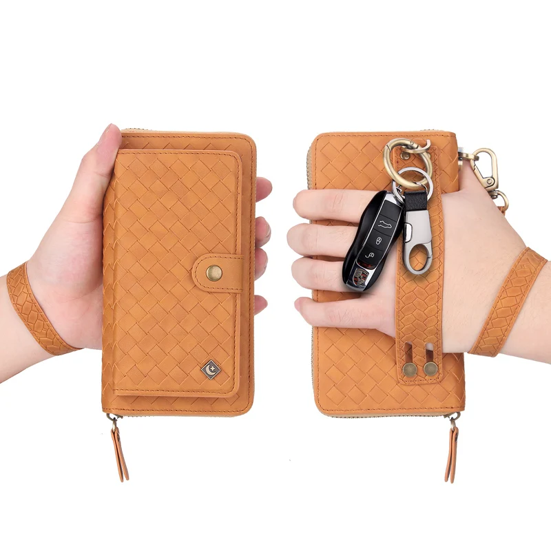 

For Samsung S20 Flip Multi Zipper Bag Case Handstrap 2in1 Split Wallet Leather Case Waist Bag Cover for Samsung Galaxy S20 Plus