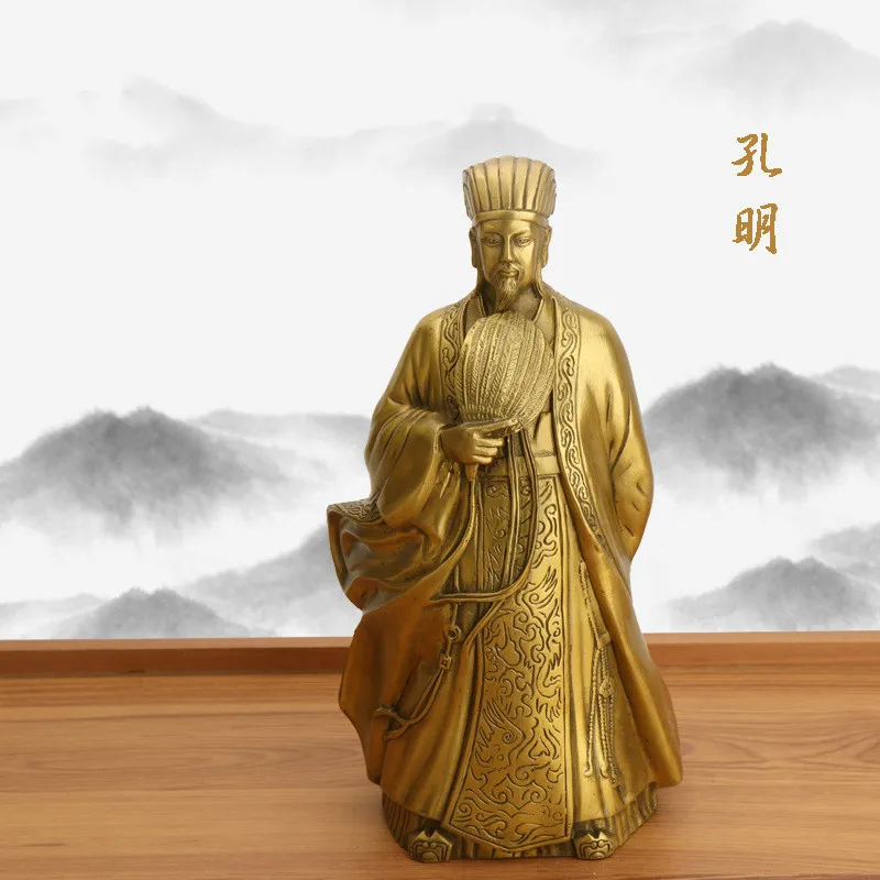 Zhuge Liang статуя из чистой меди ремесла фэн-шуй украшения Скульптура сна Grgon бронзовые украшения семьи, украшения офиса