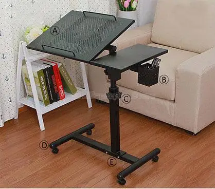 Quality Metal Rolling Laptop Desk Stand Height&ampAngle Adjustable Rotate Table for Bed with Pen Holder Computer | Мебель