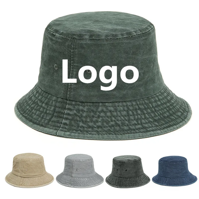 

Unisex casual bucket hat Outdoor Women Fisherman hats Multi-color Custom Logo hat Washed denim Sunscreen hat cap Panama gorros