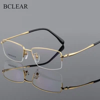 bclear pure titanium spectacles big frame for men gold silver black gray width face optical eyeglasses frames light weight