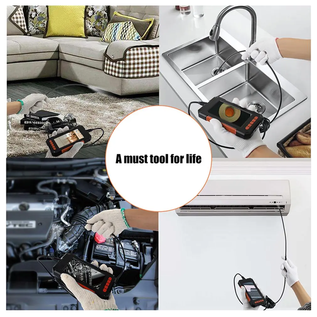 

8MM Endoscope Camera 1080P High Definition 4.3 Inch Screen Dual Lens Inspection Camera Handheld IP67 Snake Camera With 8 LED