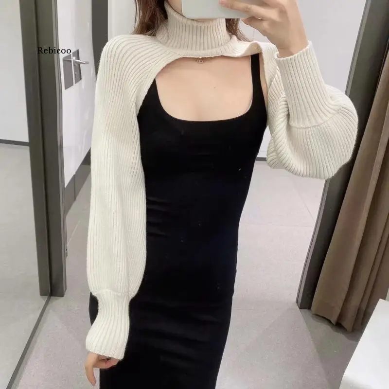 

Ladies Turtleneck Short Long Sleeve Knitted Sweater Casual Fashion Design Pullover High Street Ladies Top