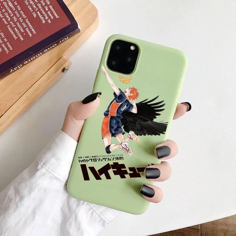 

Haikyuu Anime volleyball boy Phone Case Green Candy Color for iPhone 6 7 8 11 12 s mini pro X XS XR MAX Plus