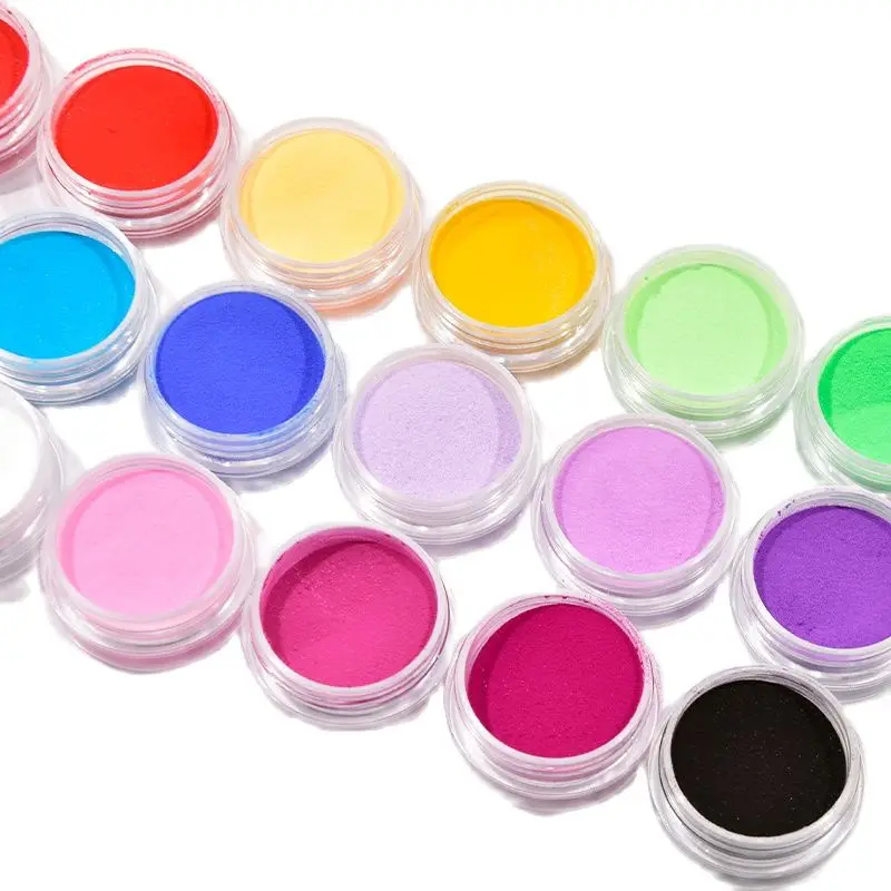 

18Colors Fine Shiny Glitter Acrylic Color Powder For Professional Nail Art UV Powder Dust Tips Decoration 3D Nail Art Kit Powder