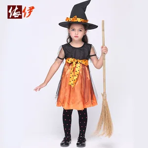For Girls Festival Performance Dresses With Cap Belt 2020 New Autumn Cospaly Costumes Dresses Children Halloween Orange Dress