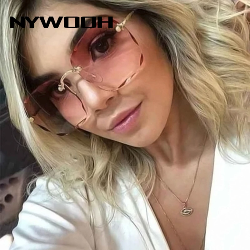 

NYWOOH Rimless Sunglasses Women Brand Designer Oversized Sun Glasses Ladies Trendy Gradient Frameless Eyeglasses UV400