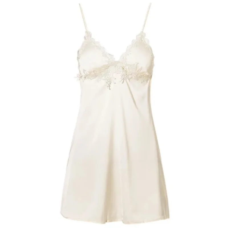 

Sexy Nightgown For Women Summer New Lace Sleepwear Spaghetti Strap Nightdress With Pads Backless Intimate Lingerie Sleep Dress