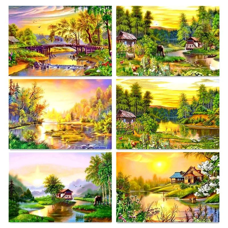 

Natural Scenery Coloring By Numbers Painting Kit Acrylic Paints 40*50 Boards By Numbers Loft Picture For Children Art