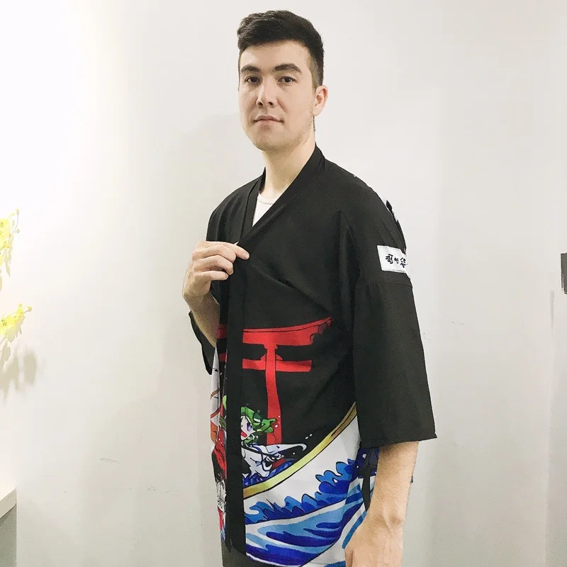 Рубашка-кимоно Мужская хаори Японская уличная одежда рубашка в японском стиле