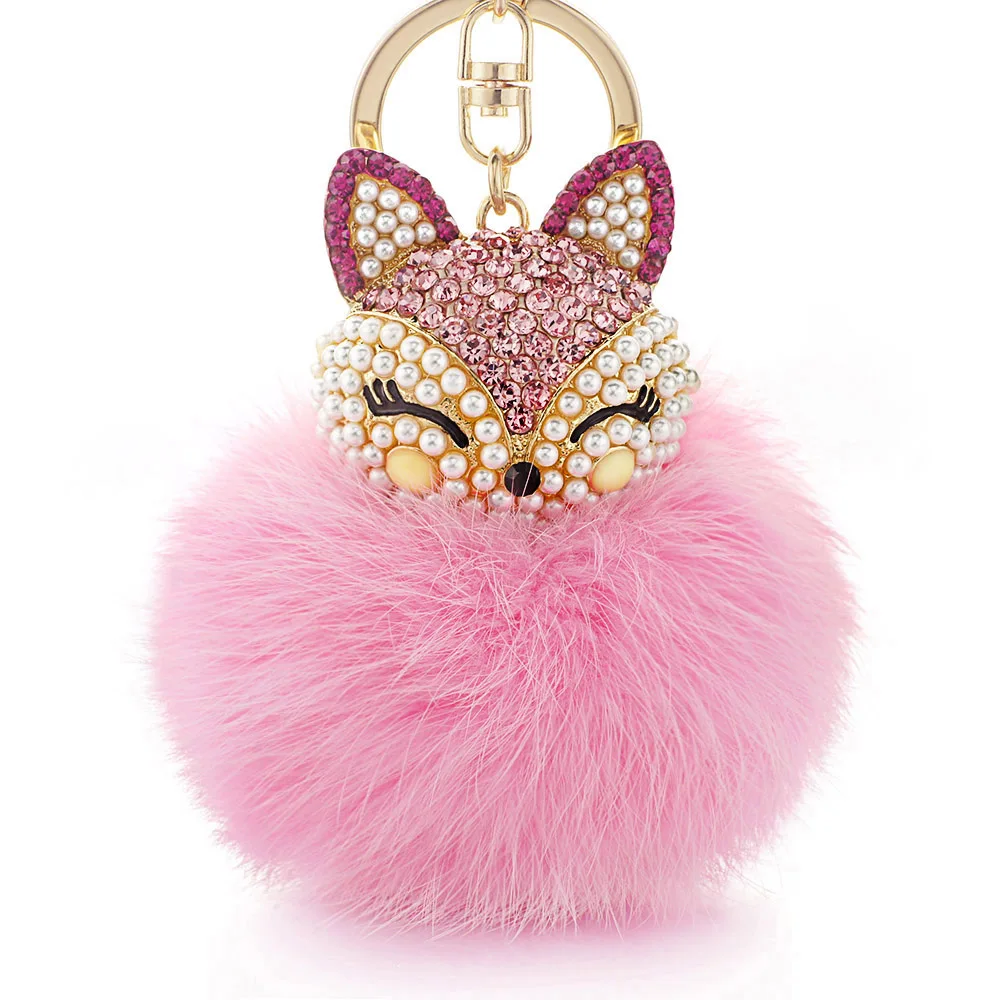 Изысканные милые пушистые брелки с шариком из лисьего кроличьего меха шикарные