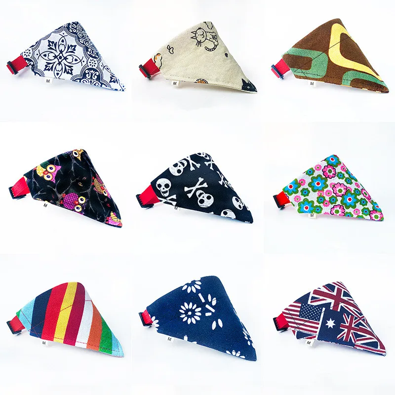 

Triangular Cat Dog Bandana Bibs Collar Adjustable Pet Puppy Neckerchief Scarf Waterproof Saliva Towel for Small Medium Large Dog