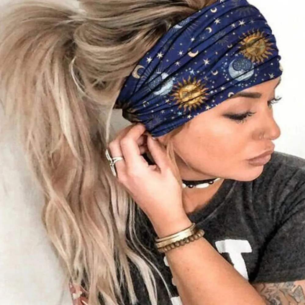 

Bohemian Big Wide Cotton Headband for Women Hair Accessories Korean Soft Elastic Head Band Girl Yoga Sport Turban Hairbands