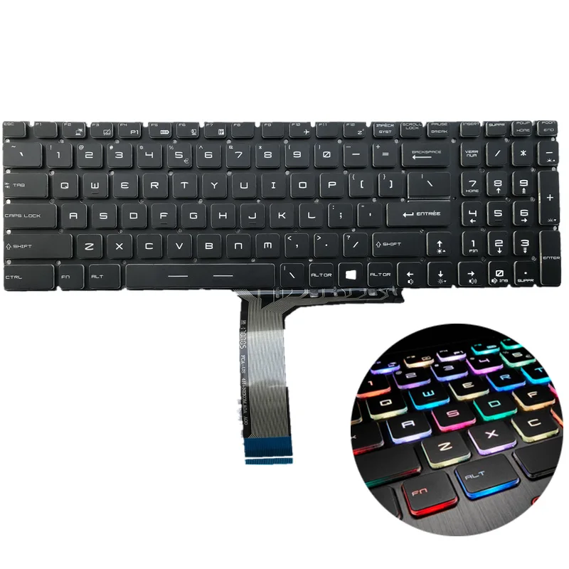 Клавиатура с подсветкой для ноутбука MSI E62VR GE63 GE72 GE73 GE73VR PE60 PE62 PE70 GL62 GL72 GP62 цветная
