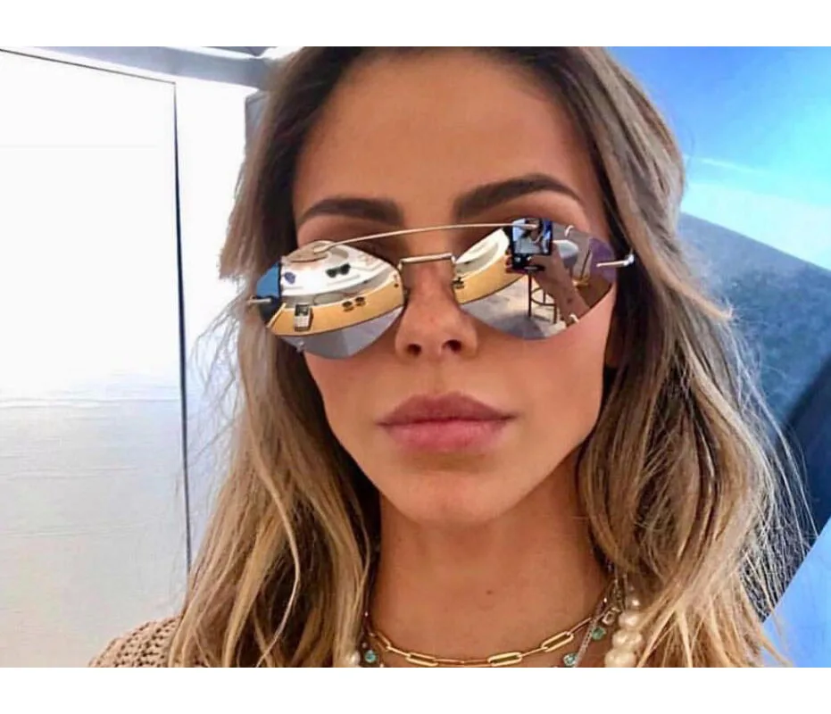 Солнцезащитные очки женские без оправы модные шестиугольные в винтажном стиле