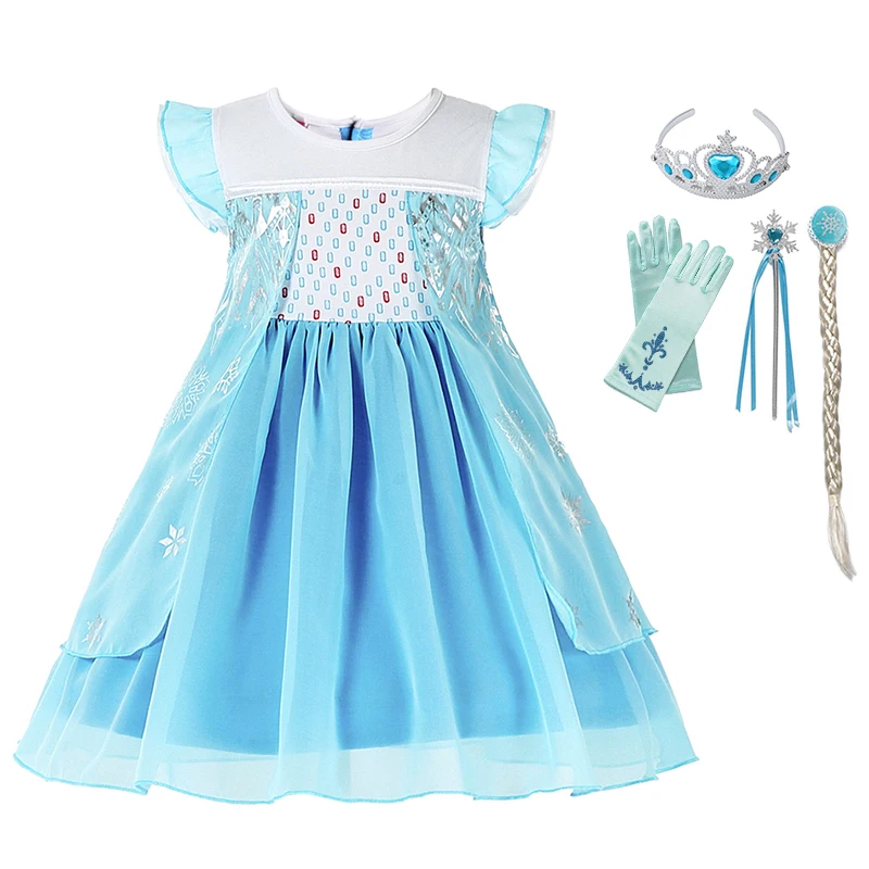 Детское платье принцессы Elza костюм для косплея Белоснежка Хэллоуин нарядная