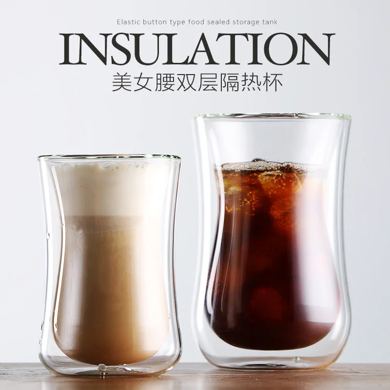 

320MLcreative Hand Cup Heat-resistant Glass Tea Cup Anti-scalding Coffee Double Glass Espresso Coffee Cup