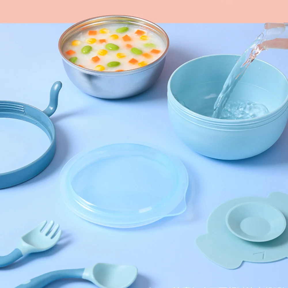 

Anti-fall Suction Cup Bowl Practical Baby Feeding Bowl Stainless Steel Baby Bowl