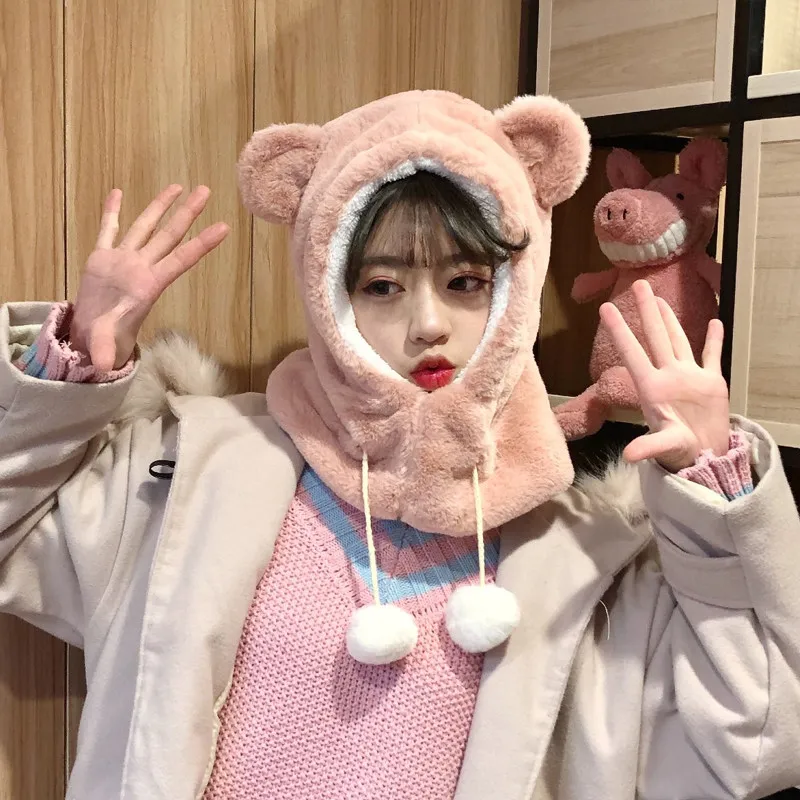 Шапка женская осень и зима сладкий милый плюшевый шарф одна Корейская версия