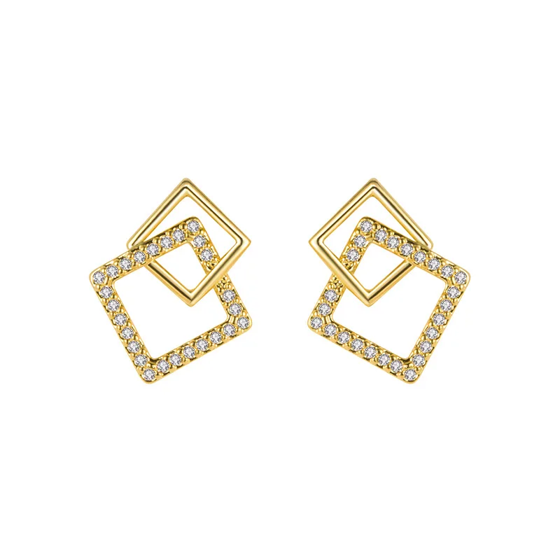 

Fashion Personality Creative Simple Geometric Square Earrings Minimalist Hollow Stud Earrings For Women Hypoallergenic Jewelry