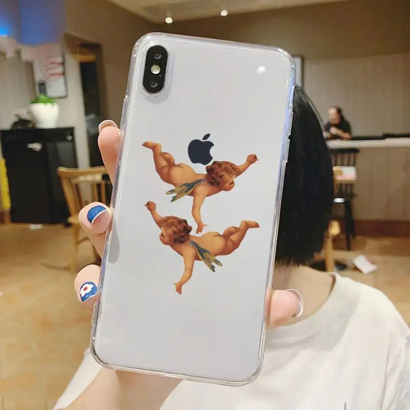 

Luxury Cartoon Angel Baby Printing Phone Case Transparent soft For iphone 5 5s 5c se 6 6s 7 8 11 12 plus mini x xs xr pro max