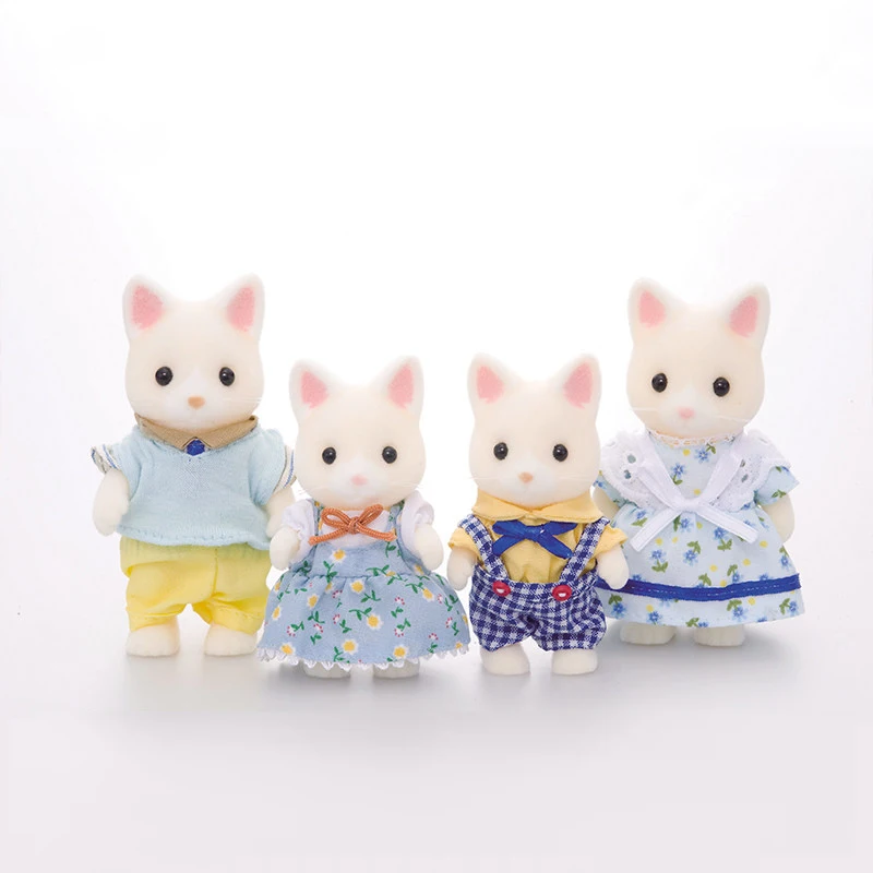S01 Sylvanian Family Silk Cat Dollhouse 4 шт. Набор фигурок игрушки для родителей и детей подарок