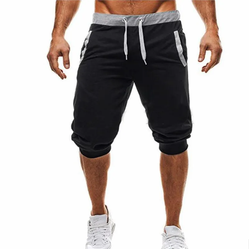 

2021 Summer Men's Casual Men's Knee Long Shorts Color Patchwork Jogging Shorts Sports Men's Bermuda Shorts