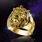 2020 модная Высококачественная обувь животная каменная серебряное кольцо Мужские кольца со львом из нержавеющей стали в стиле панк рок кольца мужские и женские Львиная голова золотые украшения