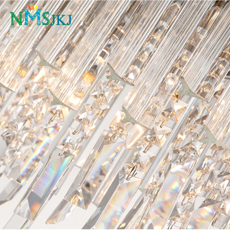 Modern LED Rectangular Transparent Crystal Chandelier Restaurant Home Decoration | Освещение