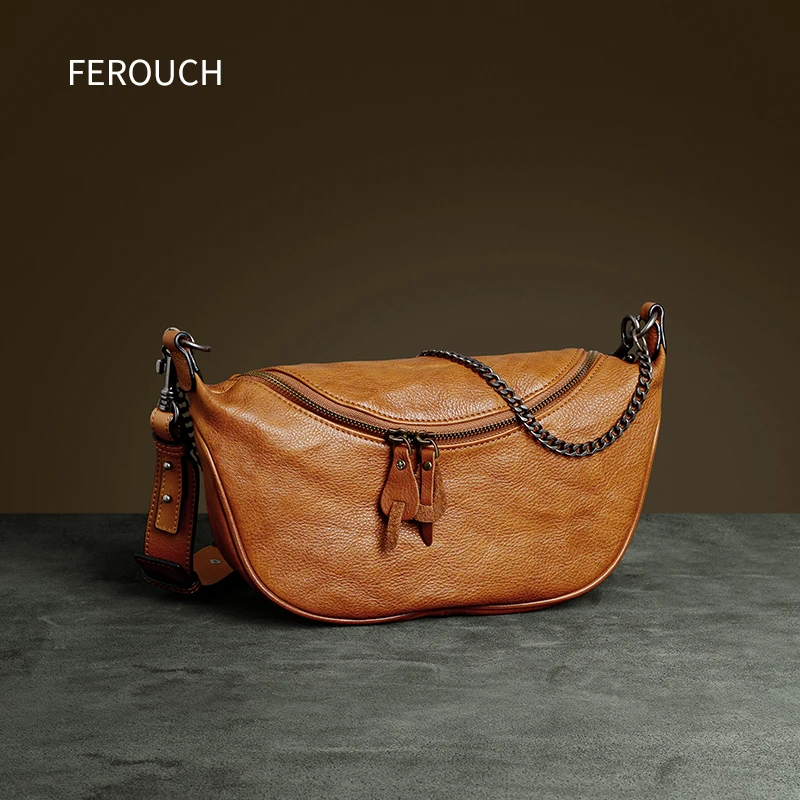 

Shoulder Bags for Women Hobos Genuine Leather Small Mini Zipper Bags Casual Fashion Girls Lady Business Brown Handbag 8920A