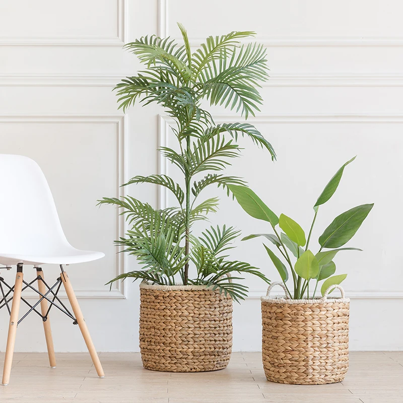 Корзина для цветов с зеленой корзиной нордическая японская соломенная корзина