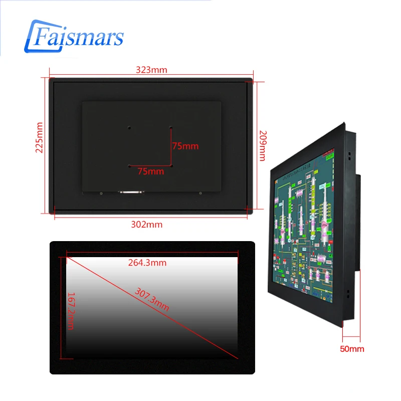 Bestellen 12,1 Zoll IPS Panel Widescreen Industriellen Embedded Computer Lcd Monitor Unterstützung Schnalle Installation Ansicht Winkel Keine-Touch