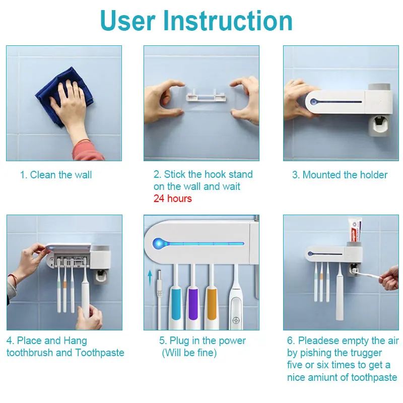 Ультрафиолетовая зубная щетка стерилизатор Антибактериальный УФ светильник