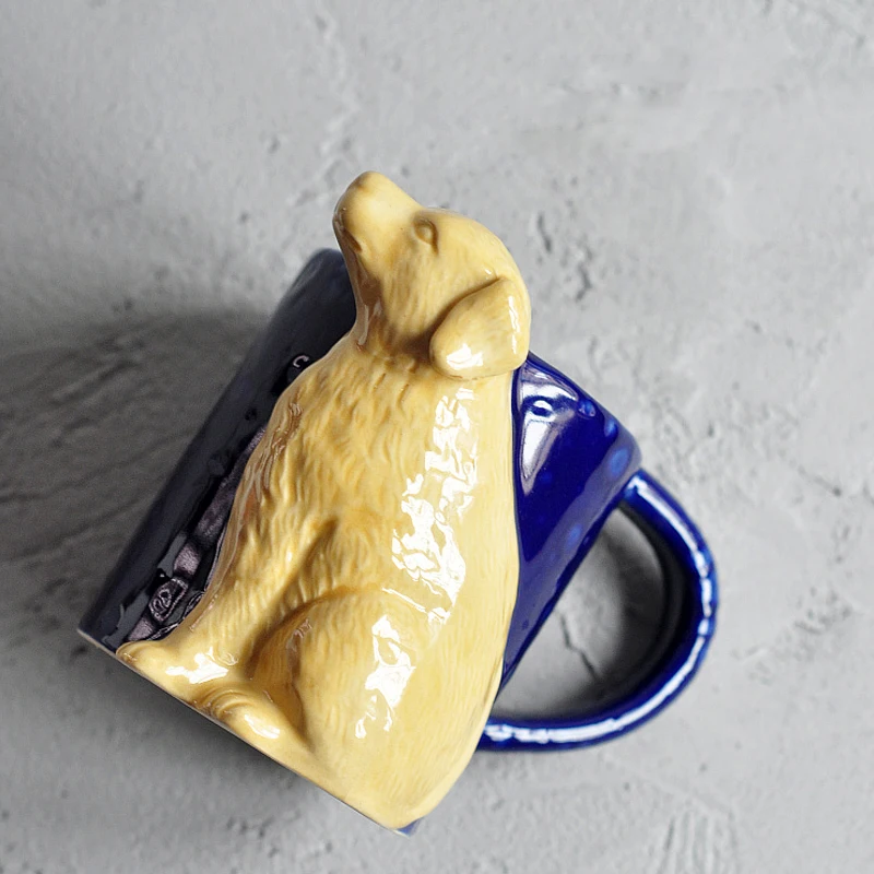 

600ml Cute Dog Coffee Mug Ceramic Cup Drinking Cup Milk Mugs Breakfast Oatmeal Cup Teacup Couple Gift caneca