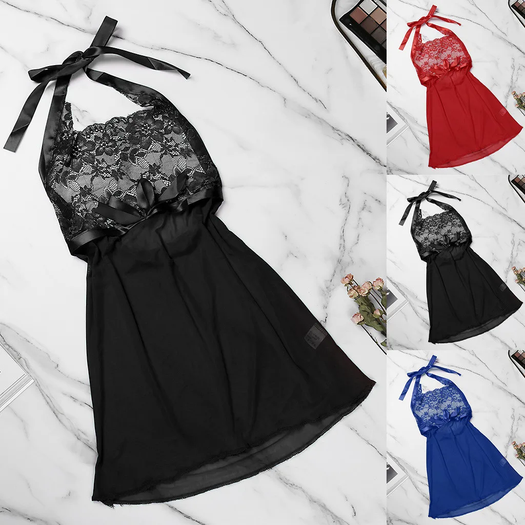 Сексуальное женское белье на шнуровке с бантом ночное размера плюс ночная