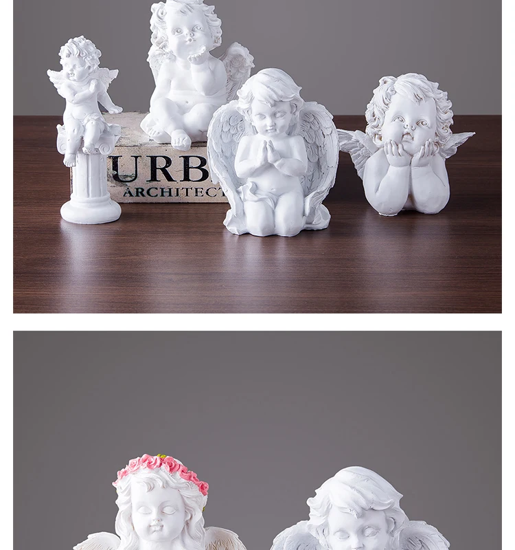 European Handmade Resin Angel Figurines Home Furnishing Decoration Crafts Wedding Gifts Lucky Ornament Desk Statues