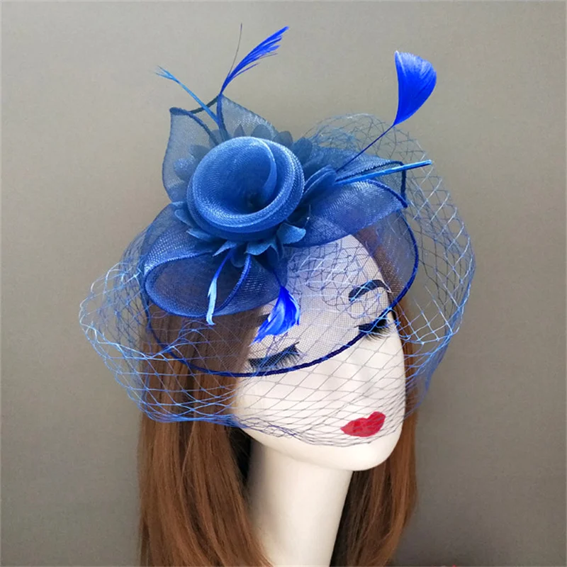 

Новые цветы, искусственные украшения, европейский античный стиль, ручная работа, перо, сетка, головной убор, перо, декоративная верхняя шляп...