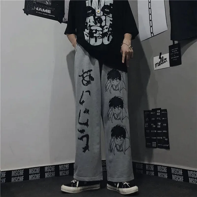 

2021 Gray Hip Hop Pants Autumn Men Summer Loose Cool Devil Sweatpants Funny Streetwear Male Casual Korean Punk High Street Pants