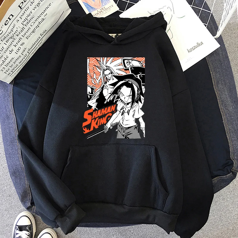 

Толстовки с капюшоном Shaman King мужские, весенние Модные свитшоты унисекс в стиле японского аниме, милый мультяшный стиль Харадзюку, уличная о...