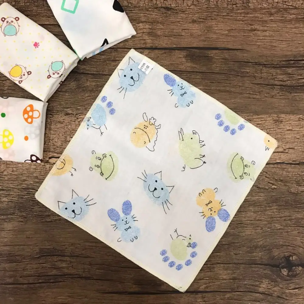 Маленькое квадратное полотенце из хлопка с двойной марлей 2 шт. детское Хлопковое