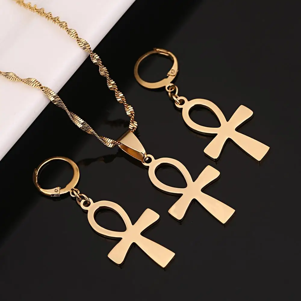 Набор ювелирных изделий из нержавеющей стали в виде египетского креста