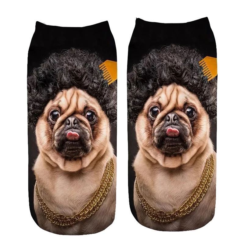 Hot Selling 3D Printing Women Socks Puppy Design Fashion Unisex Kawaii Dogs Corgi Bulldog Animal Low Ankle Kids Funny Sock